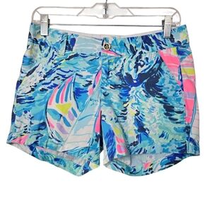 Lilly Pulitzer Sparkling Blue Hey Bay Bay The  Callahan 5" Inseam Shorts 00